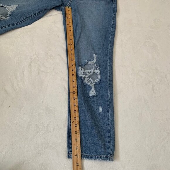 Forever21‎ high rise button fly distressed boyfriend medium wash denim jeans - Picture 11 of 11